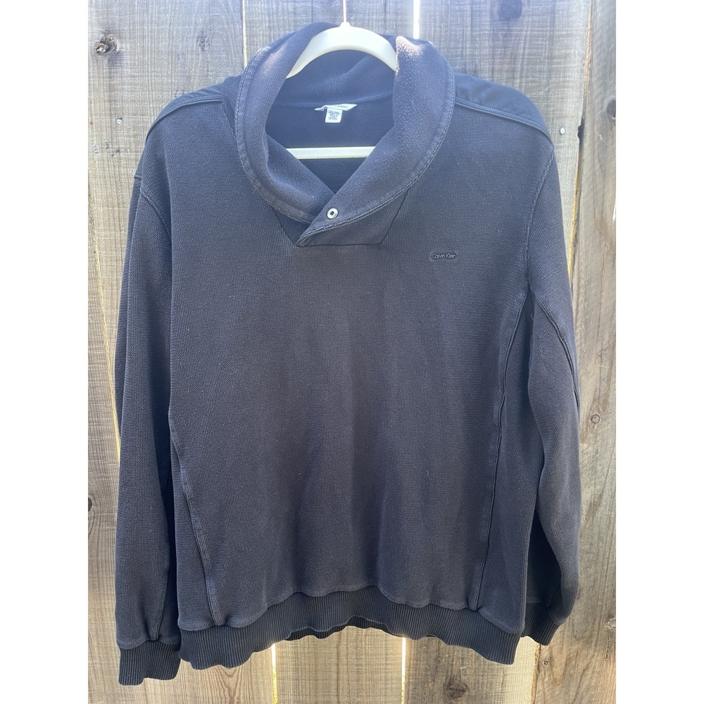Calvin Klein Men's Long Sleeve Pullover Sweater Black Size XL Cotton Blend